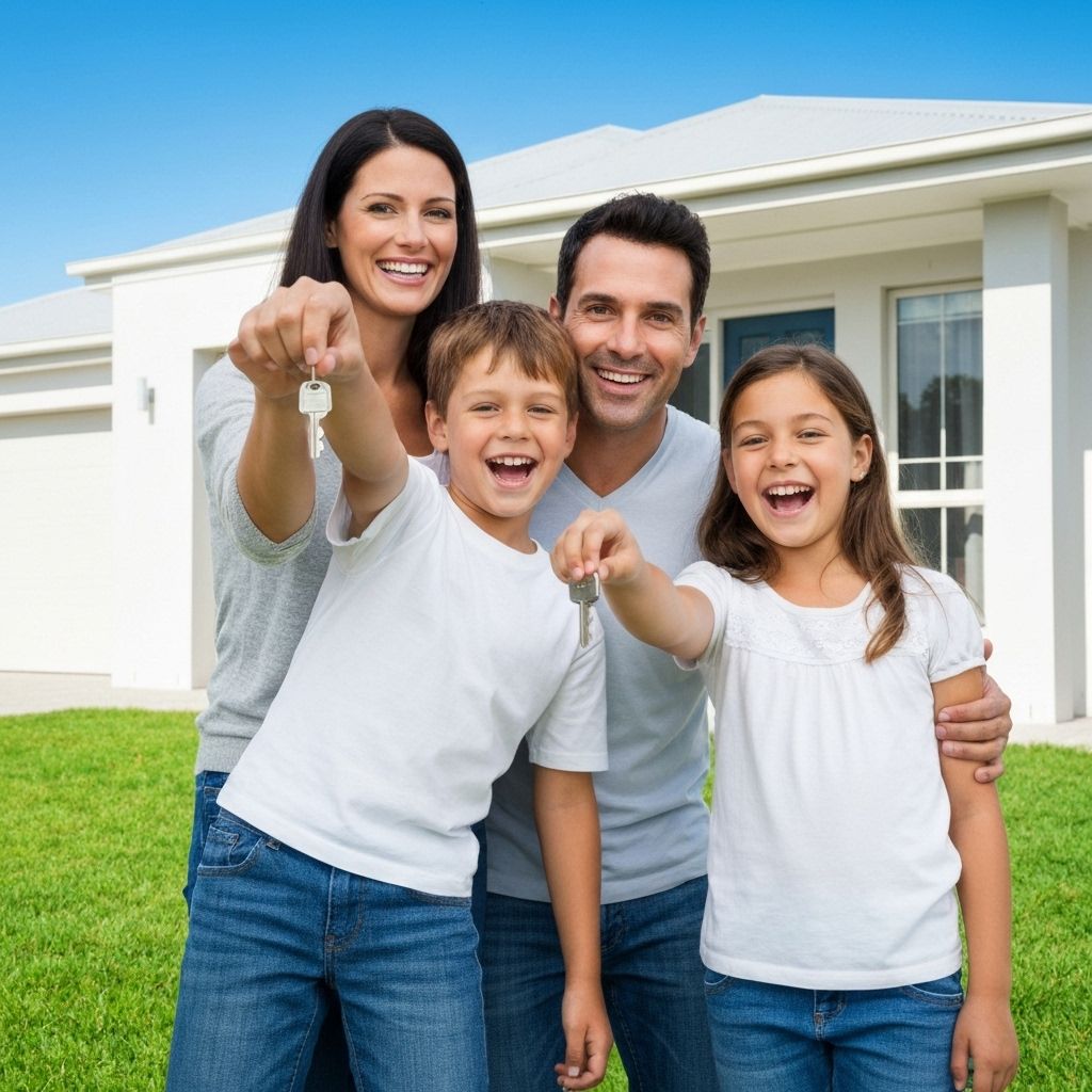 Family celebrating new home